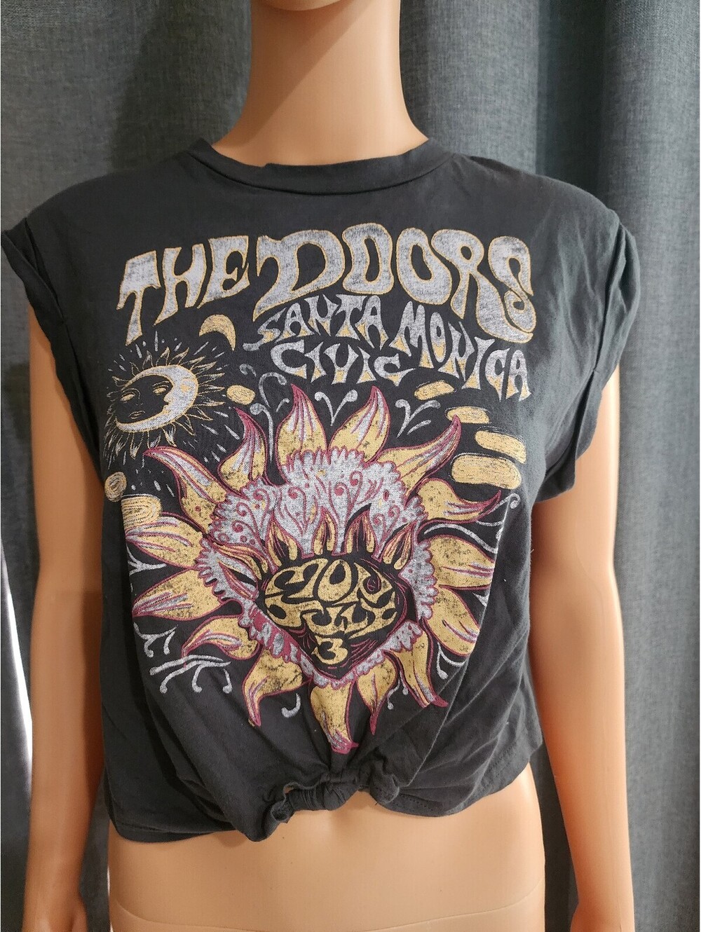 The Doors Santa Monica Civic Graphic Black Crop T-Shirt Medium